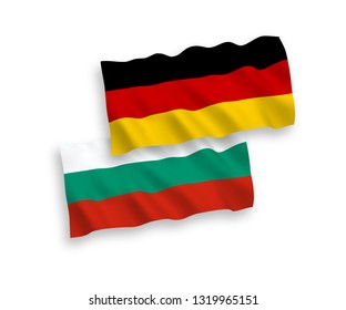 National Vector Fabric Wave Flags of Germany and Bulgaria Isolated on White Background. 1 to 2 proportion.