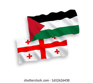 Gewebeflags nationaler Vektorillustrationen in Palästina und Georgien einzeln auf weißem Hintergrund. 1 bis 2 %.