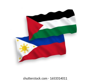 Gewebeflags der nationalen Vektorillustration, isoliert auf weißem Hintergrund, von Palästina und den Philippinen. 1 bis 2 %.