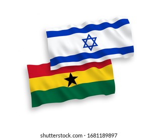 Banderas nacionales de tejido vectorial de Ghana e Israel aisladas en fondo blanco. 1 a 2 proporciones.
