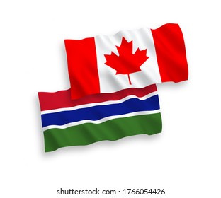 Nationale Vektorgrafik-Wellenflags von Kanada und der Republik Gambia einzeln auf weißem Hintergrund. 1 bis 2 %.
