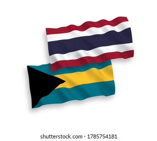 Nationale Vektorgrafik-Wellen-Flaggen des Commonwealth der Bahamas und Thailands einzeln auf weißem Hintergrund. 1 bis 2 %.