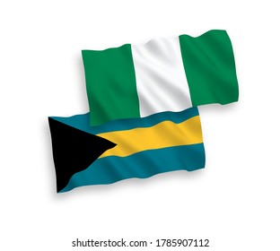 Nationale Vektorgrafik-Wellen-Flaggen des Commonwealth der Bahamas und Nigerias einzeln auf weißem Hintergrund. 1 bis 2 %.