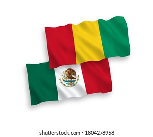 Nationale Vektorgrafik-Wellenflags von Mexiko und Guinea einzeln auf weißem Hintergrund. 1 bis 2 %.