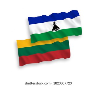 Nationale Vektorgrafik-Wellenflags von Litauen und Lesotho einzeln auf weißem Hintergrund. 1 bis 2 %.