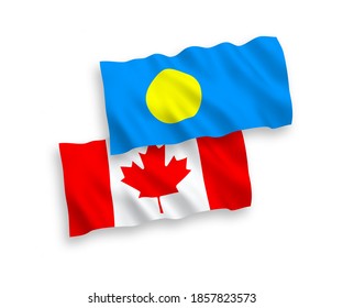 Nationale Vektorgrafik-Wellenflags von Kanada und Palau einzeln auf weißem Hintergrund. 1 bis 2 %.
