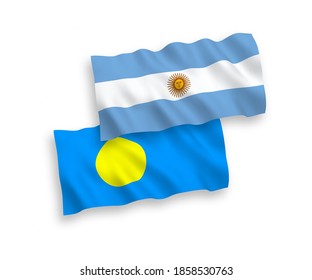 Nationale Vektorgrafik-Wellenflags von Palau und Argentinien einzeln auf weißem Hintergrund. 1 bis 2 %.