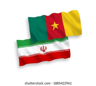 Nationale Vektorgrafik-Wellenflags von Kamerun und Iran einzeln auf weißem Hintergrund. 1 bis 2 %.