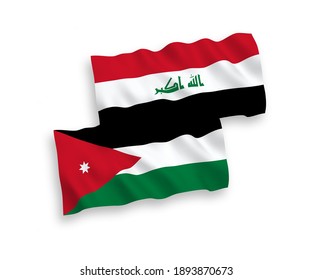 Banderas de ondulación de tela vectorial nacional del Reino Hachemita de Jordania e Iraq aisladas sobre fondo blanco. de 1 a 2.