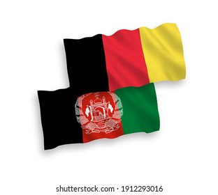 Banderas de olas de tela vectorial nacional de la República Islámica del Afganistán y Bélgica aisladas en fondo blanco. de 1 a 2.