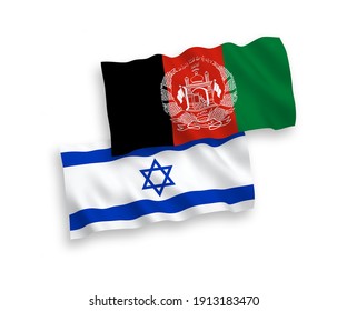 Nationale Vektorgrafik-Wellen-Flaggen der Islamischen Republik Afghanistan und Israels einzeln auf weißem Hintergrund. 1 bis 2 %.