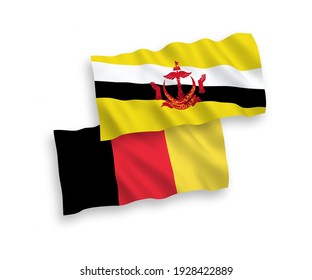 Banderas de olas de tela vectorial nacional de 000 y Bélgica aisladas en fondo blanco. de 1 a 2.