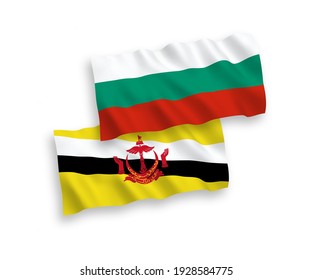 Banderas de olas de tejido vectorial nacional de Bulgaria y 000 aisladas en fondo blanco. de 1 a 2.
