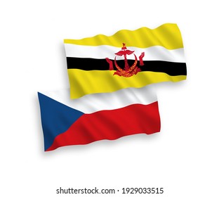 Banderas de olas de tela vectorial nacional de la República Checa y 000 aisladas en fondo blanco. de 1 a 2.