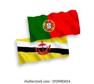 Nationale Vektor-Wellen-Flaggen Portugals und 000 einzeln auf weißem Hintergrund. 1 bis 2 %.