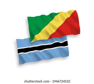 Banderas de olas de tela vectorial nacional de la República del Congo y Botswana aisladas de fondo blanco. de 1 a 2.