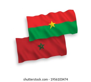 Nationale Vektorgrafik-Wellenflags von Burkina Faso und Marokko einzeln auf weißem Hintergrund. 1 bis 2 %.