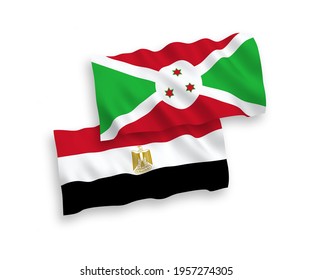 Nationale Vektor-Wellen-Flaggen Burundis und Ägyptens einzeln auf weißem Hintergrund. 1 bis 2 %.