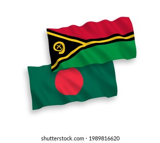 Nationale Vektor-Wellen-Flaggen der Republik Vanuatu und Bangladesch einzeln auf weißem Hintergrund. 1 bis 2 %.