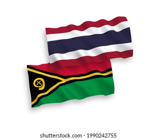 Nationale Vektor-Wellen-Flaggen der Republik Vanuatu und Thailands einzeln auf weißem Hintergrund. 1 bis 2 %.