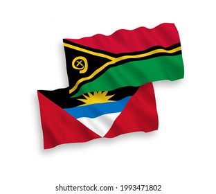 Nationale Vektor-Wellen-Flaggen der Republik Vanuatu, Antigua und Barbuda einzeln auf weißem Hintergrund. 1 bis 2 %.