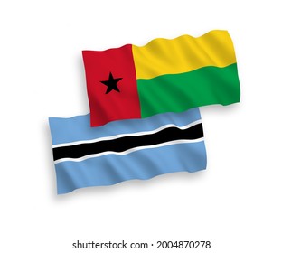 Nationale Vektor-Wellen-Flaggen der Republik Guinea-Bissau und Botsuanas einzeln auf weißem Hintergrund. 1 bis 2 %.