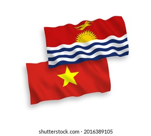 Nationale Vektor-Wellen-Flaggen der Republik Kiribati und Vietnams einzeln auf weißem Hintergrund. 1 bis 2 %.