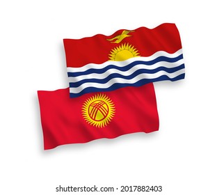 Nationale Vektor-Wellen-Flaggen der Republik Kiribati und Kirgisistan einzeln auf weißem Hintergrund. 1 bis 2 %.