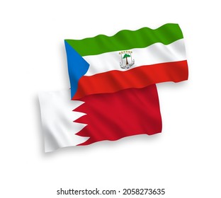 Banderas de olas de tela vectorial nacional de la República de Guinea Ecuatorial y Bahréin aisladas de fondo blanco. de 1 a 2.