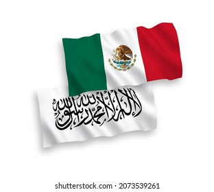 Nationale Vektor-Wellen-Flaggen von Mexiko und den Taliban einzeln auf weißem Hintergrund. 1 bis 2 %.