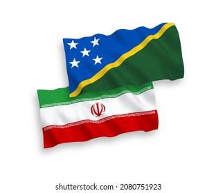 Nationale Vektorgrafik-Wellenflags von Salomonen und Iran einzeln auf weißem Hintergrund. 1 bis 2 %.