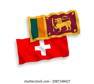 Nationale Vektor-Wellen-Flaggen von Sri Lanka und der Schweiz einzeln auf weißem Hintergrund. 1 bis 2 %.