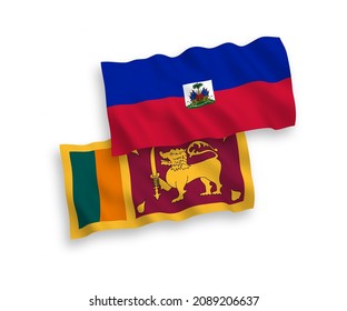 Banderas de ondulación de tela vectorial nacional de Sri Lanka y la República de Haití aisladas de fondo blanco. de 1 a 2.