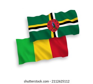 Nationale Vektorgrafik-Wellenflags von Dominica und Mali einzeln auf weißem Hintergrund. 1 bis 2 %.