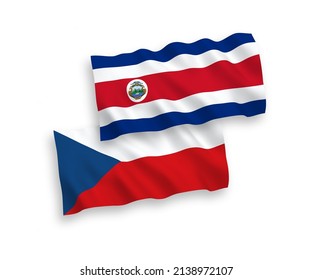 Nationale Vektorgrafik-Wellen-Flaggen der Tschechischen Republik und der Republik Costa Rica einzeln auf weißem Hintergrund. 1 bis 2 %.