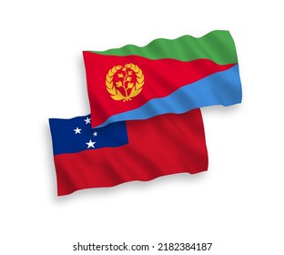 Nationale Vektor-Wellen-Flaggen des Unabhängigen Staates Samoa und Eritrea einzeln auf weißem Hintergrund. 1 bis 2 %.