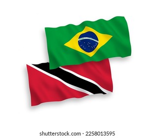 Banderas de olas de tela vectorial nacional del Brasil y la República de Trinidad y Tabago aisladas en fondo blanco. de 1 a 2.