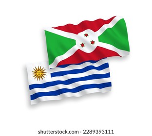 Nationale Vektorgrafik-Wellen-Flaggen der Orientalischen Republik Uruguay und Burundi einzeln auf weißem Hintergrund. 1 bis 2 %.