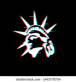 National vector symbol of United States, Statue of liberty with glitch noize illustration