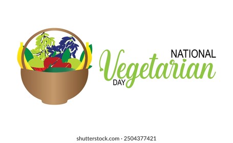National Vegetarian Day is observed every year on October. Medical Healthcare Awareness concept. background, placard, banner template Vector illustration design.