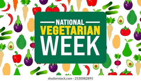 National Vegetarian Week background or banner design template is observed every year in October. Holiday concept. Template for card, poster, placard, template.