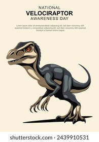 National Velociraptor Awareness Day background. Vector illustration.