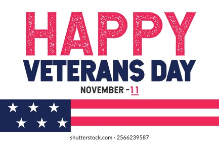 National Veteran Day template with United States of American flag. Honoring all who served. Holiday concept vector with text inscription, perfect for background, Greeting Card, Poster, web  Banner