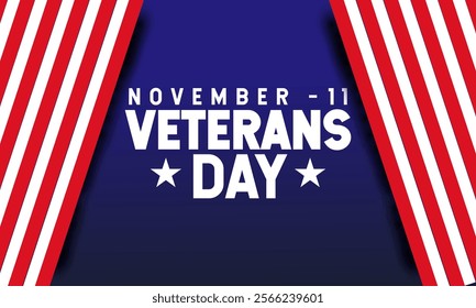 National Veteran Day template with United States of American flag. Honoring all who served. Holiday concept vector with text inscription, perfect for background, Greeting Card, Poster, web  Banner