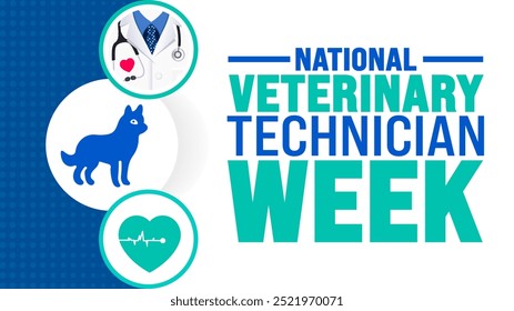 O plano de fundo da Semana Nacional do Técnico Veterinário ou modelo de design de banner é observado todos os anos em outubro. Conceito de férias. Modelo para cartão, cartaz, cartaz, modelo. eps 10