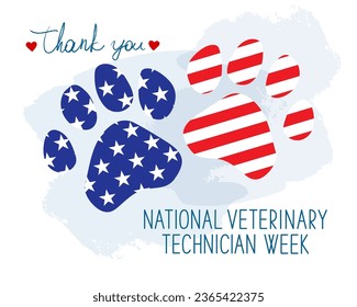 National Veterinary Technician Week greeting card. Vet Tech Week medical concept, vector illustration. 