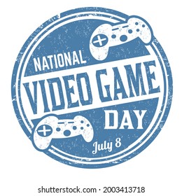 National video game day grunge rubber stamp on white background, vector illustration