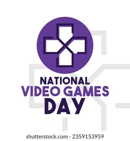 National Video Games Day. Flat design vector. Poster, banner, card, background. Eps 10.
