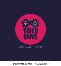 National Video Games Day. Game icon Template for background, banner, card, poster with text