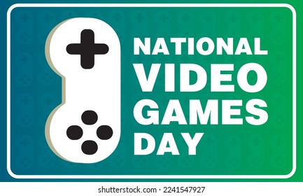 Nationaler Videospieltag. Spielsymbol Vorlage für Hintergrund, Banner, Karte, Poster mit Text, 